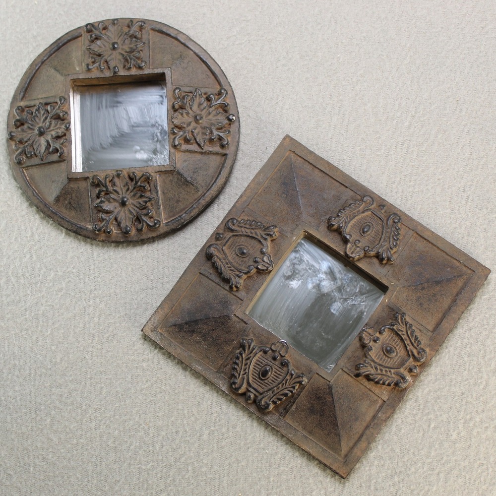 Decorative Mini Wall Mirror Set Small Bronze Good Ornate Floral